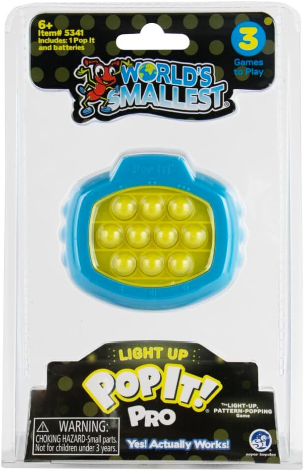 World's Smallest Pop It Pro Mini Electronic Memory Game | Real Working Light-Up Bubble Popping Memory Game, Portable Fidget Toy