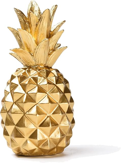 STCREE Resin Pineapple Statue Mondern Ornament for Living Room Bedroom Study Room Shop Decoration Gift 20cm(H) Gold TQGJST99
