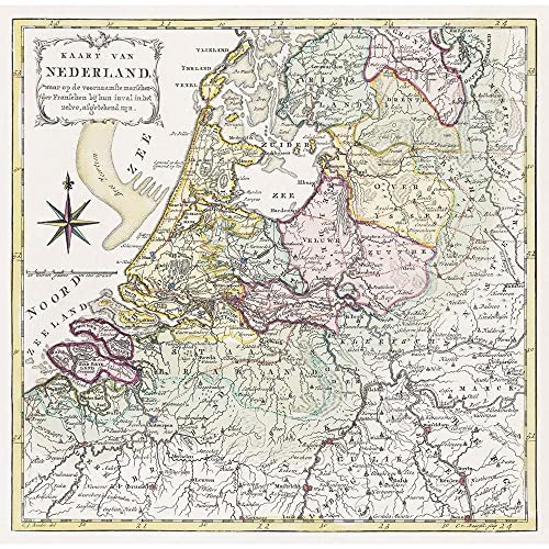 ArtDirect Map of The Netherlands with The Marching Routes of