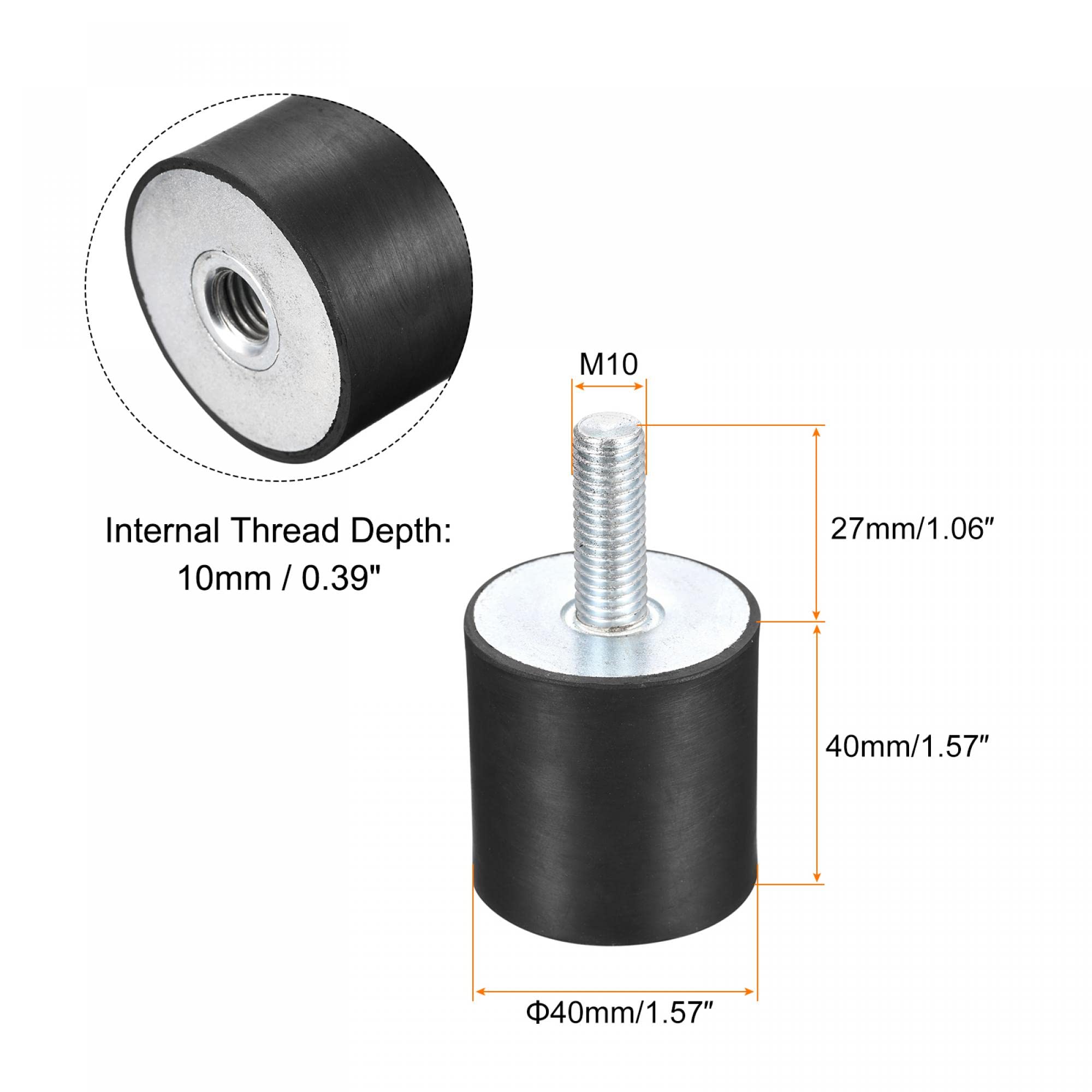 uxcell Supporti in gomma M10 maschio/femmina, isolatori antivibrazioni, ammortizzatori, per garage, motore, compressore d'aria, bobine auto, barca, diametro 40 mm x altezza 40 mm, 8 pezzi