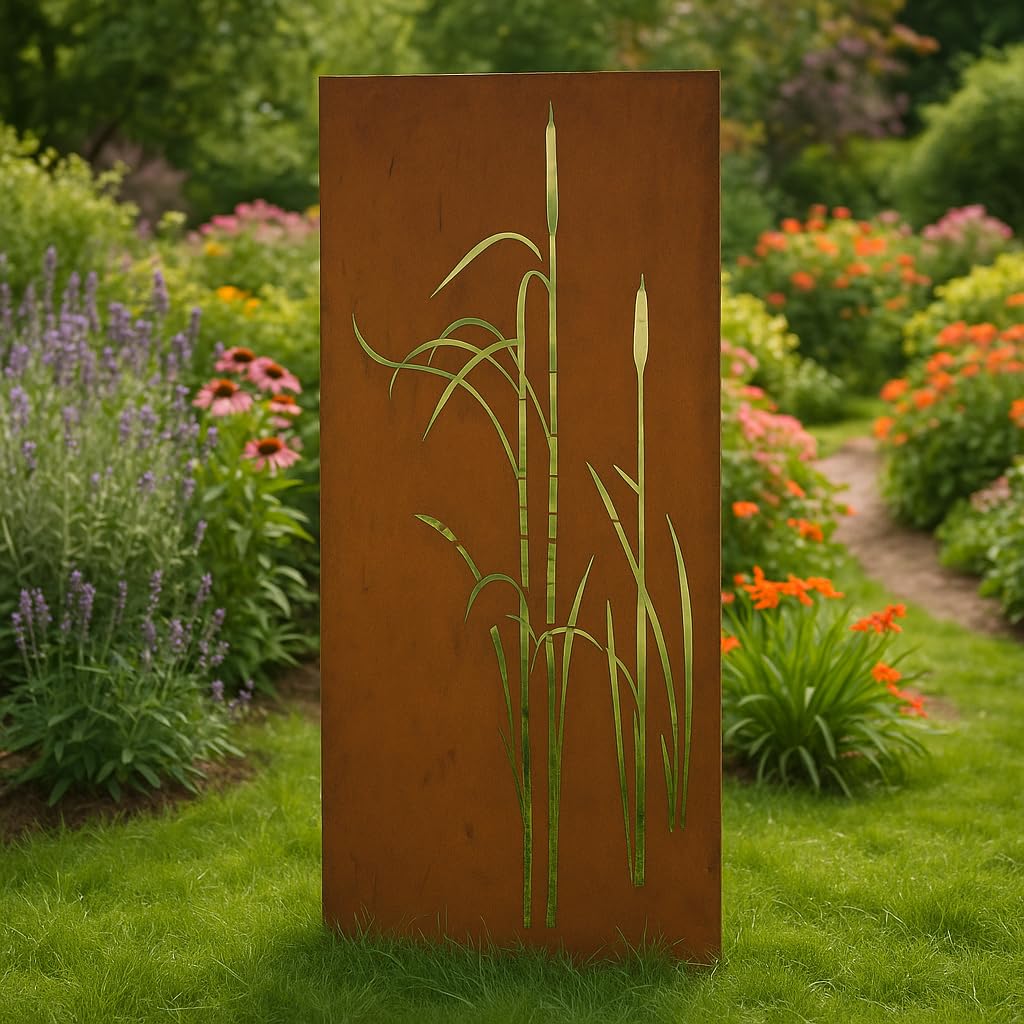 Zen Man ruggine Giardino frangivista in Metallo ruggine Recinzione Giardino Decorazione antiruggine Parete frangivista H180 x 75 cm 031477-6