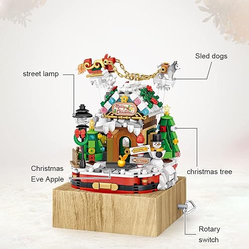 Miniatura 5 de LOZ Mini Blocks 1238 - Kit de bloques de construcción de caja de música para casa de Navidad, juego de construcción de modelos de casa de ladrillos,
