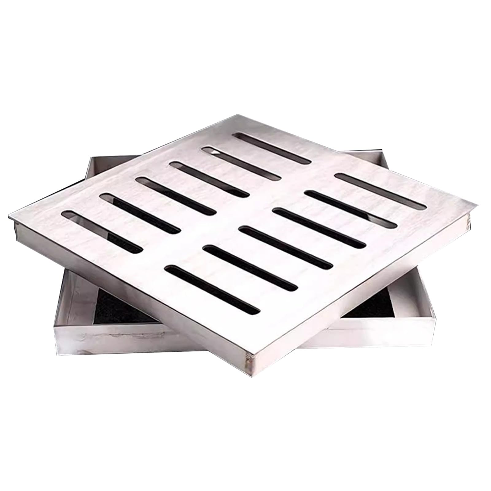 WXPGFEQ 304 Stainless Steel Square Manhole Cover & eSeptic Tank Lid with Double Draina Holes Outdoor Drain Grates for Courards Driveways & Par (40x40x3cm)
