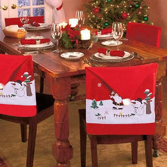 ZSWQ-4 Pieces Christmas Chair Cover,Christmas Decor Dining Chair Cover Decorations