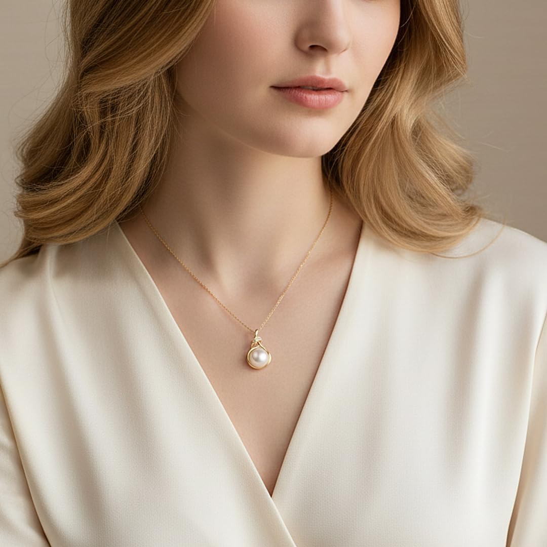 10mm Freshwater Cultured Pearl Pendant Necklaces 925 Sterling Silver Jewelry for Women 16-18 inch - Image 4