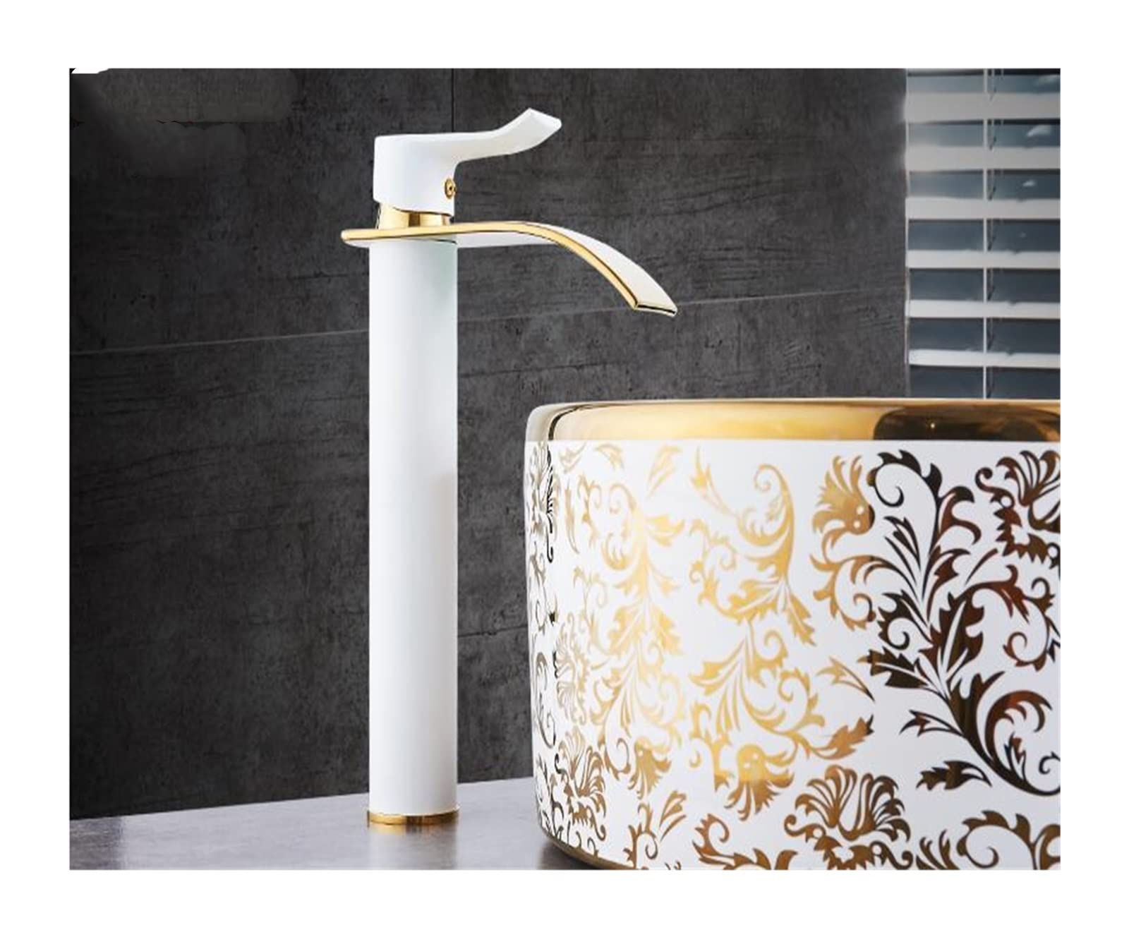 Robinet de lavabo cascade en laiton blanc et or rose pour une salle de bain moderne