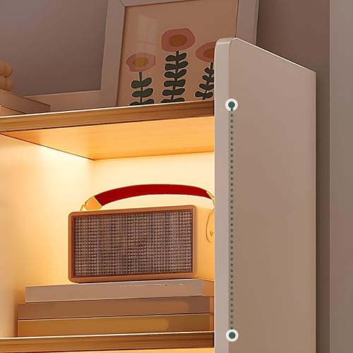 Miniatura 4 de CraftThink Estantería moderna con cajones y armario de almacenamiento de madera con parte trasera cerrada, estantería independiente para oficina en