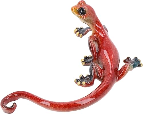 Miniatura 4 de Escultura de resina de lagarto Gecko moteado rojo para decoración de pared, tamaño mediano