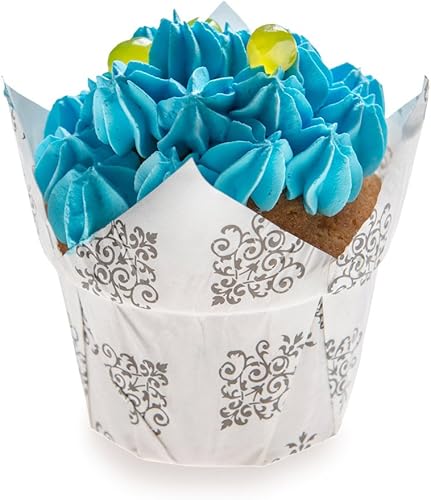 Miniatura 10 de Restaurantware Panificio - Tazas para hornear de 5 onzas, 200 forros plisados para cupcakes, listos para horno, congelables, de papel blanco