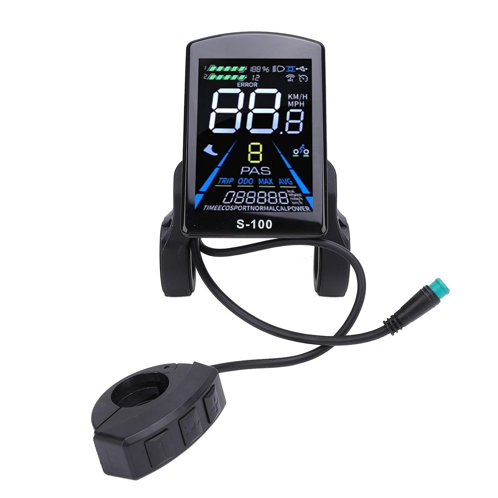 Dioche Bike Display 5 Écran LCD pour Vélo électrique Connecteur Universel Résistant à l'eau à 5 Broches Écran de Panneau S-100 pour Guidon de 22,2 Mm - Compatible avec 24 V, 36 V, 48, 60, 72