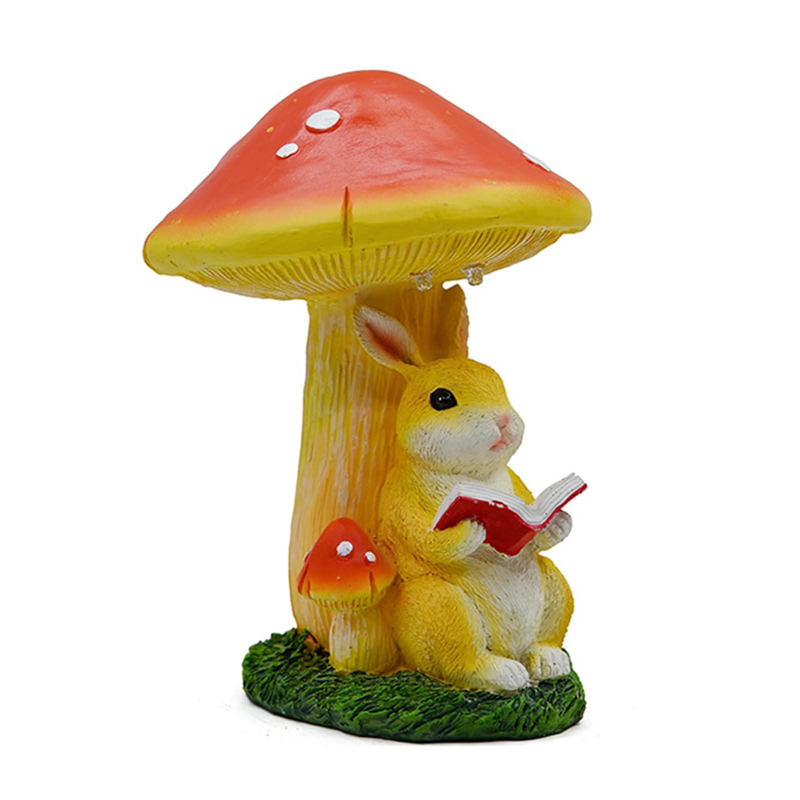 Statue de lapin champignon en résine solaire pour décoration extérieure de jardin