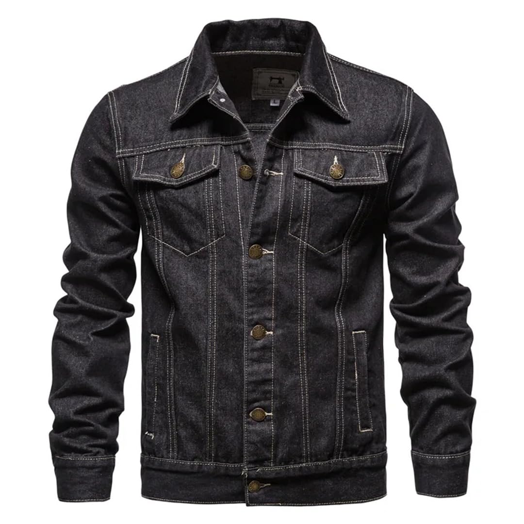 Męskie solidne kurtki motocyklowe vintage dżinsy Hommes slim fit czarne niebieskie płaszcze kurtki dżinsowe