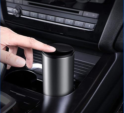 Miniatura 3 de Tumecos Bote de basura para automóvil, portavasos, botella, bote de basura con tapa, caja de polvo y portavasos (gris)