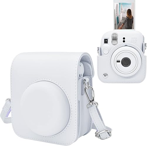 Miniatura 1 de MUZIRI KINOKOO Funda para cámara instantánea Fujifilm Fuji Instax Mini 12Polaroid Mini 12 - Funda protectora de piel sintética con correa ajustable