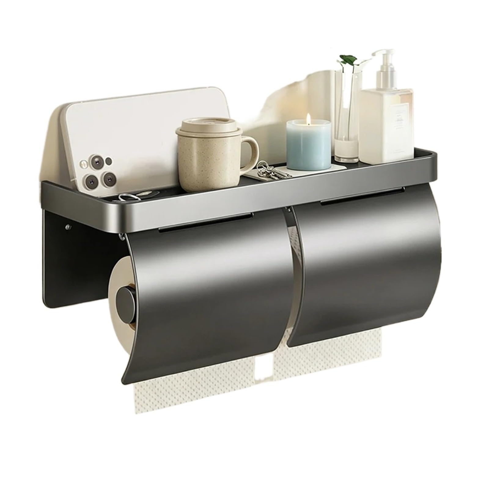 Toilettenpapierhalter mit Ablage Doppellagiger Toilettenpapierhalter