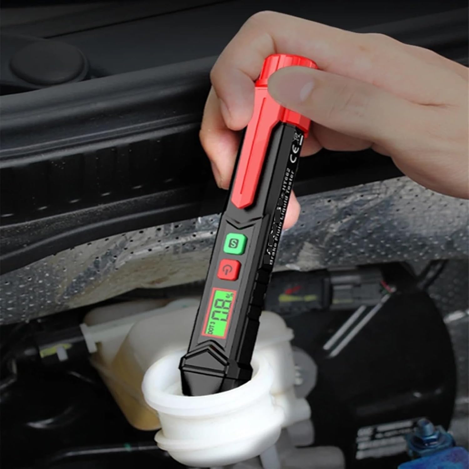 Moisture Meter Car Brake Fluid Moisture Meter Liquid Oil Tester Analyzer for DOT3/DOT4/DOT5.1 Brake Oil Quality Check Pen Sound Light Alarm