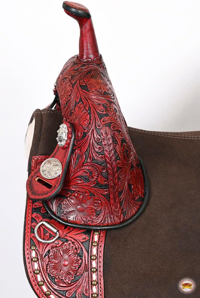 HILASON Western Horse Treeless Trail Barrel American Leather Saddle | for Horses