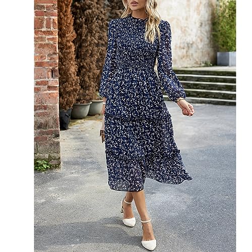 Robe fluide manches longues col montant masquant les formes avec style