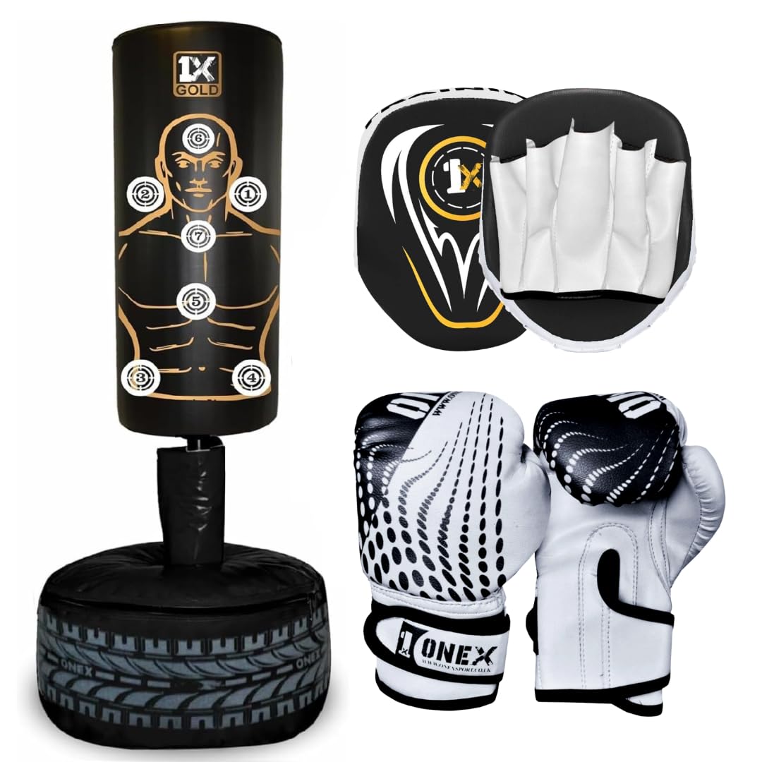 ONEX Kids Punch Bag Free Standing - Junior Boxing Set with Adjustable Stand Suitable for Children Ages 3–7 Punching Kickboxing MMA & Fitness Training