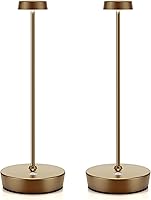 Vista 11 de Cordless Table Lamp，6000mAh Rechargeable Battery LED Desk Lamp, 3 Color Stepless Dimming Up,for Camping Restaurant Bedroom Bars Home Party (2 Black)