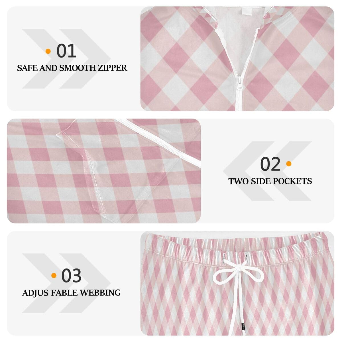 Conjunto deportivo de 2 piezas para mujer, diseño geométrico a cuadros rosados, de manga larga, con textura