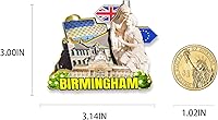 Vista 3 de Imán de nevera con imán de Reino Unido Birmingham Inglaterra 3D, monumentos de madera para viajes, recuerdos coleccionables, decoración hecha a