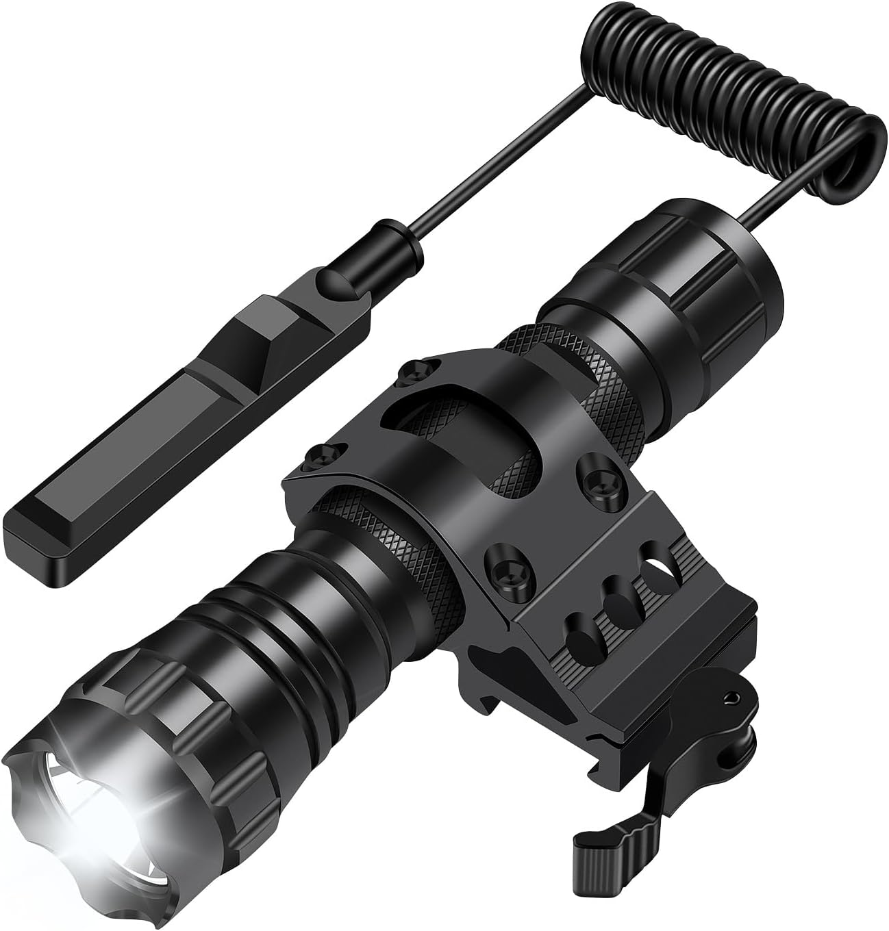 WINDFIRE 2000 Lumens Weapon Light Tactical LED Flashlight Rifle Lights with Quick Release Picatinny Rails Offset Mount, Remote Pressure Switch