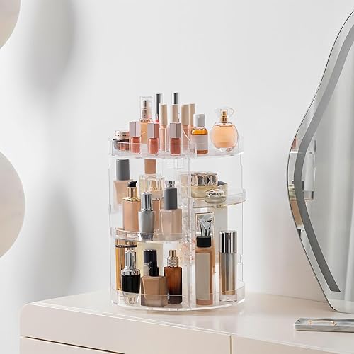 Miniatura 2 de HBlife Organizador de maquillaje giratorio 360 de talla grande, carrusel ajustable de gran capacidad, organizador giratorio de perfumes,