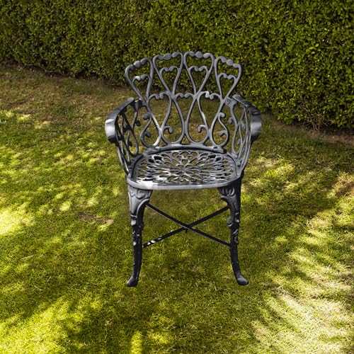 Image of BRISHI Cast Aluminium Garden Patio Seating Chair and Table Set for Balcony Outdoor Furniture with 1 Table and 4 Chair Set (Black)