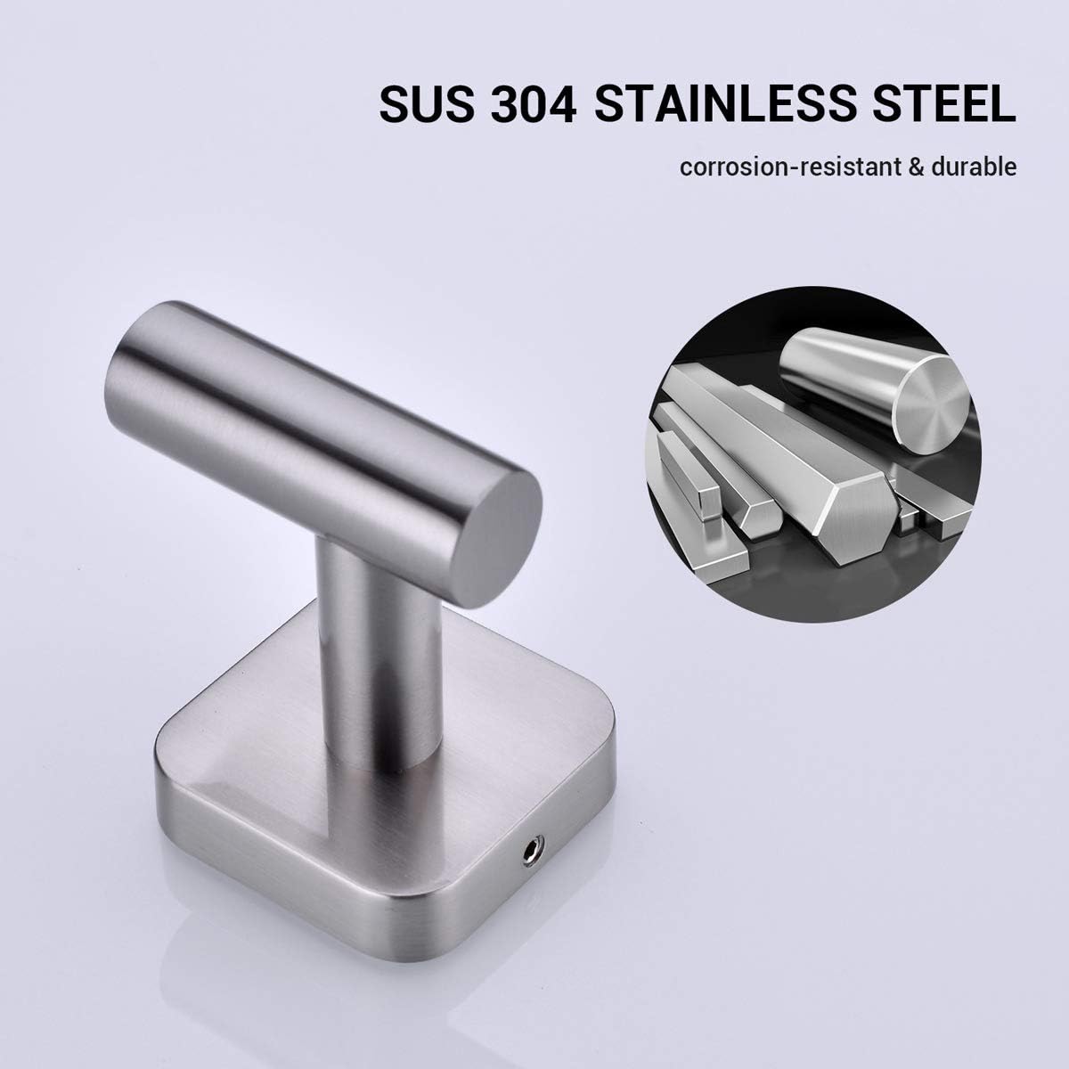 TRUSTMI Robe Hook 2 Piece Bathroom Bath Towel Coat Hooks Kitchen Dish Cloth Hanger, SUS 304 Stainless Steel, Wall Mounted, Brushed Nickel image 3