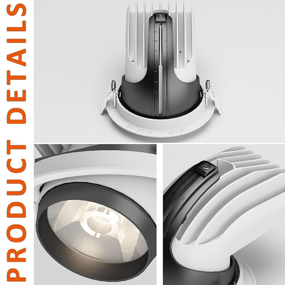Paquete De 7 Focos Led Empotrables Giratorios para Techo, Led COB Empotrables, Focos Retráctiles Tipo Ojo De Buey, Embellecedor Antideslumbrante con Acabado Blanco Ajusta,3000k-35W
