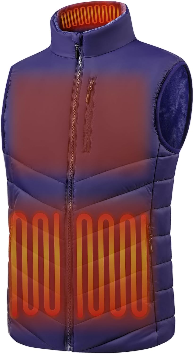 DEOLAX Men's Heated Vest with USB-C Rechargeable Battery Lightweight Waterpoor Soft Shell Quilted Heating Vest for Men