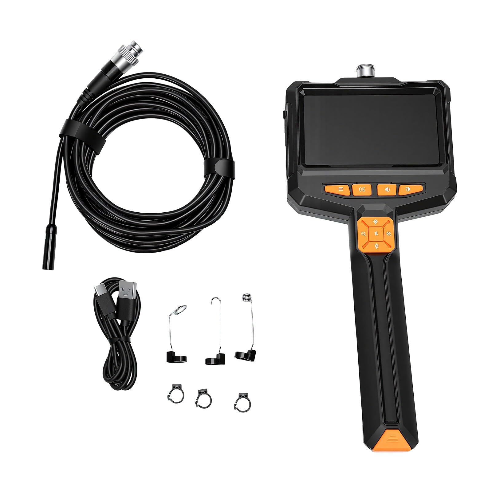 Bewinner Kamera Boroskopowa HD 1080P z Ekranem 4,3 Cala, Wodoodporna Kamera Inspekcyjna do Endoskopu IP67, Półkabel 16,4FT, 8 Diod LED, Ręczny Luneta do Instalacji Hydraulicznych w