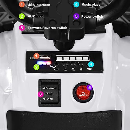 Miniatura 10 de DORTALA ATV para niños, vehículo eléctrico de 6 V a batería con faros, música, USB, juguete de 4 ruedas para niños y niñas de 3 a 6 años, azul