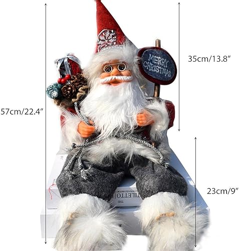 Miniatura 7 de Figuras de Papá Noel, decoración de Papá Noel sentado de Navidad para habitación, chimenea, centros de mesa, decoración de ventana (gris)