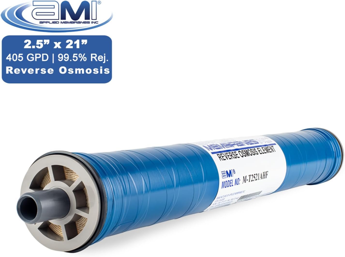 2.5x21 Reverse Osmosis Membrane Element for Tap Water | High Flow 405 GPD at 225 psi | 99.5% Rejection | Replacement Commercial RO Membrane | Applied Membranes USA M-T2521AHF