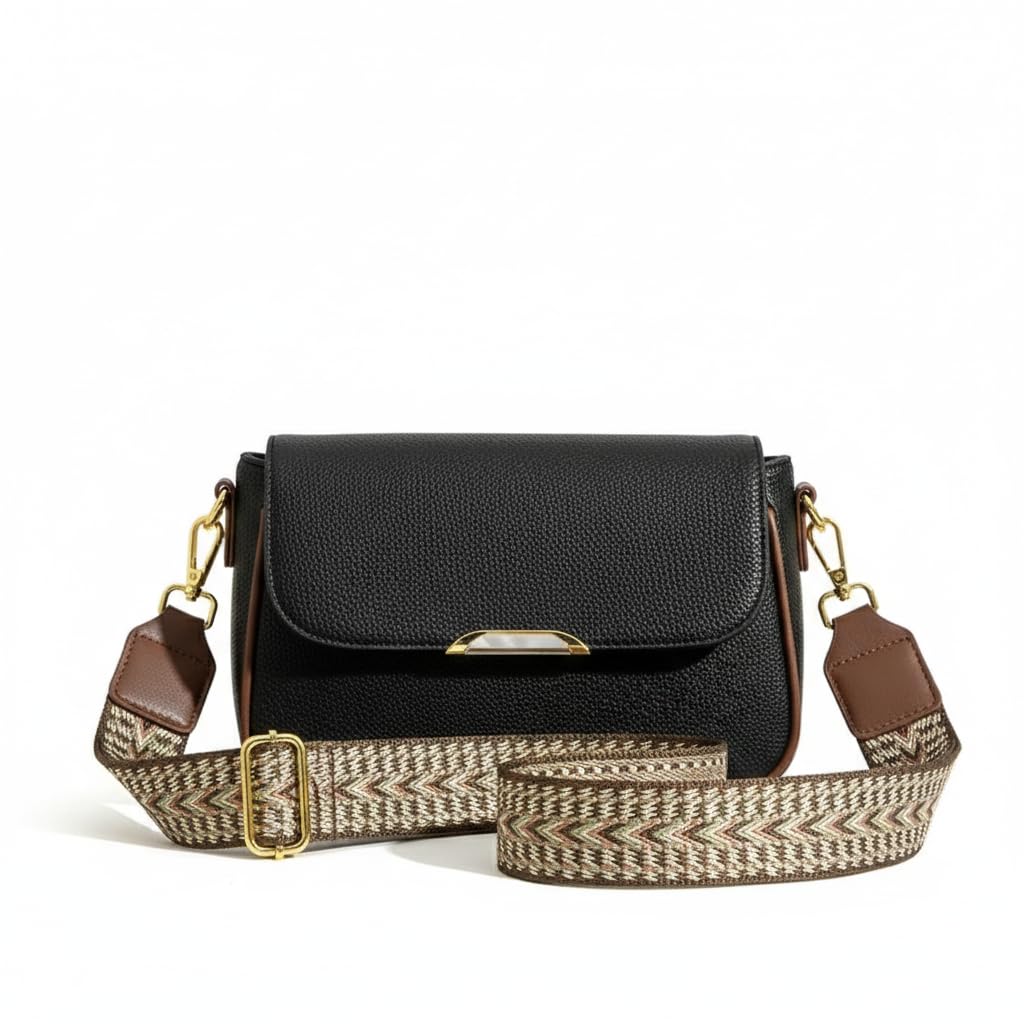 Travel Crossbody Crescent Bags for Women Over Shoulder Purse with Zipper | Leather Sling Bag for Girls | Small Pebble Flap Purse with Wide Adjustable Strap