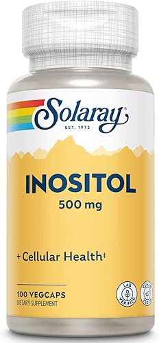 SOLARAY Inositol 500 mg Cápsulas Puede ayudar a apoyar la salud cerebral, cardiovascular, función del sistema nervioso y estado de ánimo Sin
