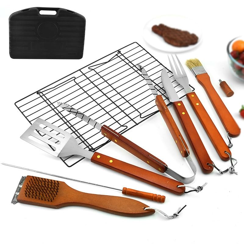 BBQ Tool Combination Set Stainless Steel Portable Carrying Case BBQ 18 Piece BBQ Set
