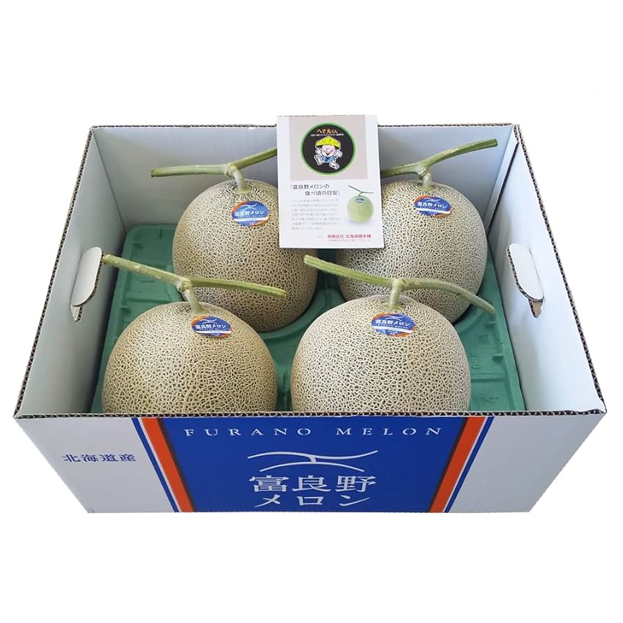 北海道富良野メロン8キロ　ご家庭用 Amazon.co.jp: 北海道 メロン 富良野メロン 8kg 4玉入 1箱(1
