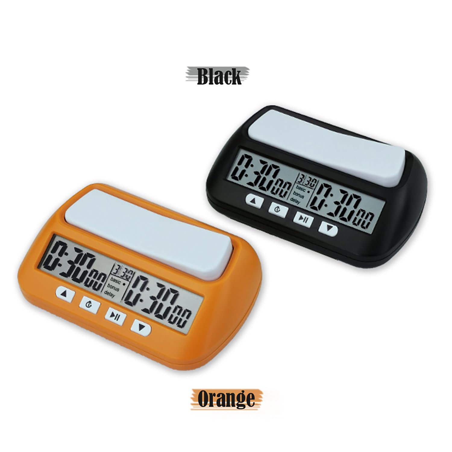 Horloge d'échecs numérique portable multifonction 3 en 1 avec grands boutons flexibles, modes bonus et retard, boîtier en ABS, minuterie d'échecs professionnelle alimentée par piles (A
