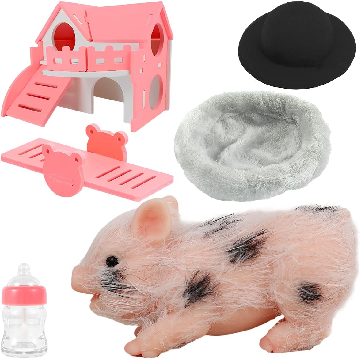 Eummy Silicone Mini Animals Pig Set, 5 Inch Toys for Girls & Boys, Realistic Cute Baby Piggy Doll Soft Body, Item for Kids, Her, Birthday, Christmas Stocking Stuffers