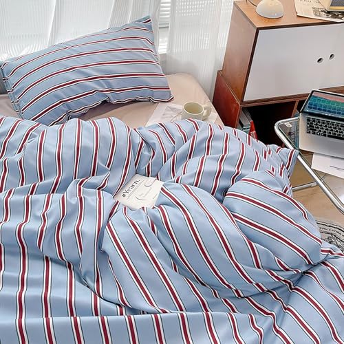Parure de lit réversible housse de couette 200x200 lit double à rayures