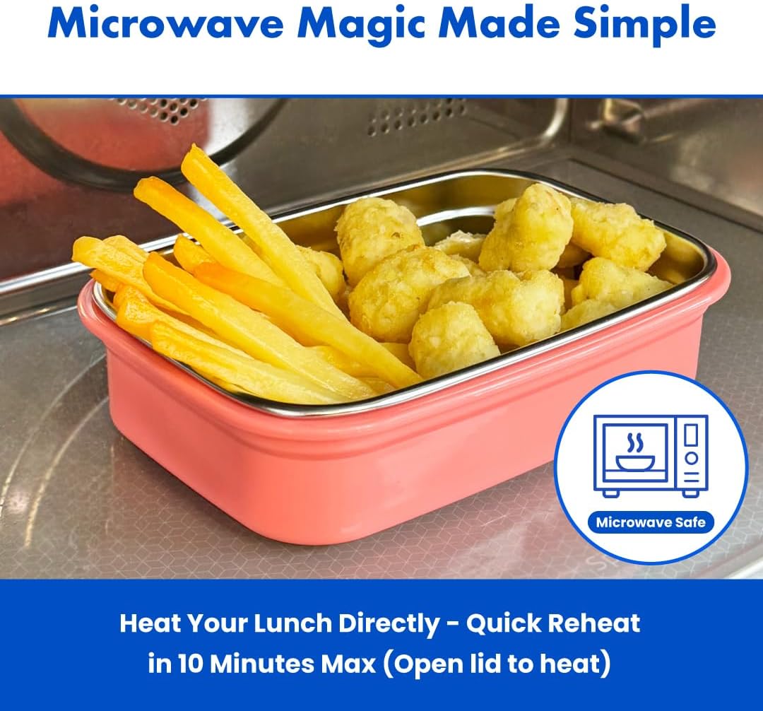 KeeperTen Microwave Safe Stainless Steel Food Storage Container(Melon Green, 37.2oz) Leakproof, Dishwasher & Freezer Safe, BPA-Free, Odor Resistant, Reheat or Store Meals On-the-Go - Image 7