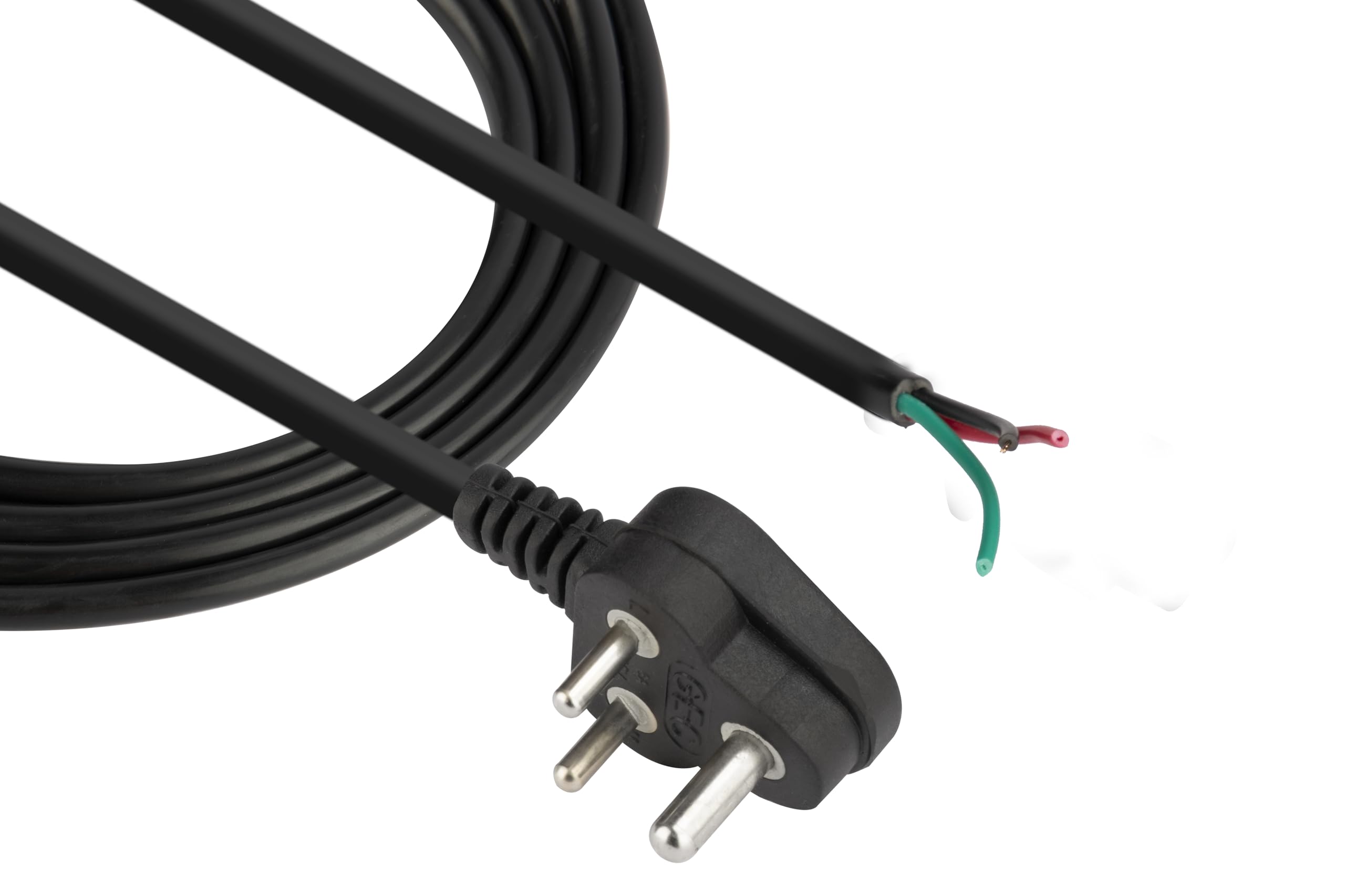 Power Cord Electric Wire Extension Cord | Power Plug | 2.25 Meter | PVC 3 Core, 3 Pin, 6A 1200W | Pure Copper Wire | Suitable for Kitchen Appliances and Various Appliances (Black)