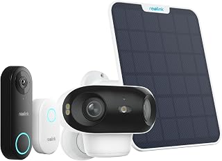 REOLINK Video Doorbell WiFi Camera with Argus 4 Pro+Solar Panel, Wired 5MP Outdoor Doorbell, No Monthly Fees for Local SD Storage, Fast Alerts, 2.4/5GHz WiFi, Smart Detection