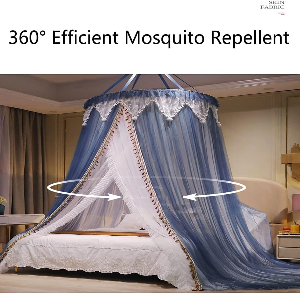 Portable Foldable Mosquito Net Bed Canopy for Single/Double Beds - Ideal for Camping, Travel & Outdoor Use - Blue, Size 1.8m x 2.2m