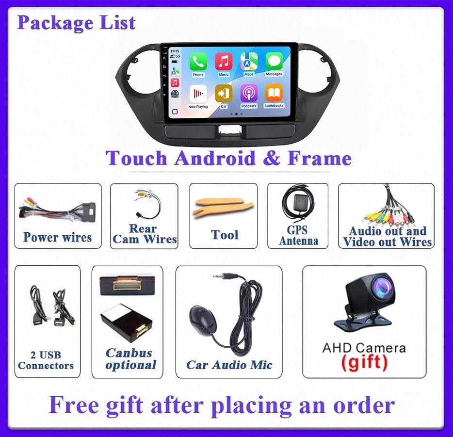 Radio coche 2 DIN CarPlay Android Auto para Hyundai I-10 2014-2017 interactivo 7