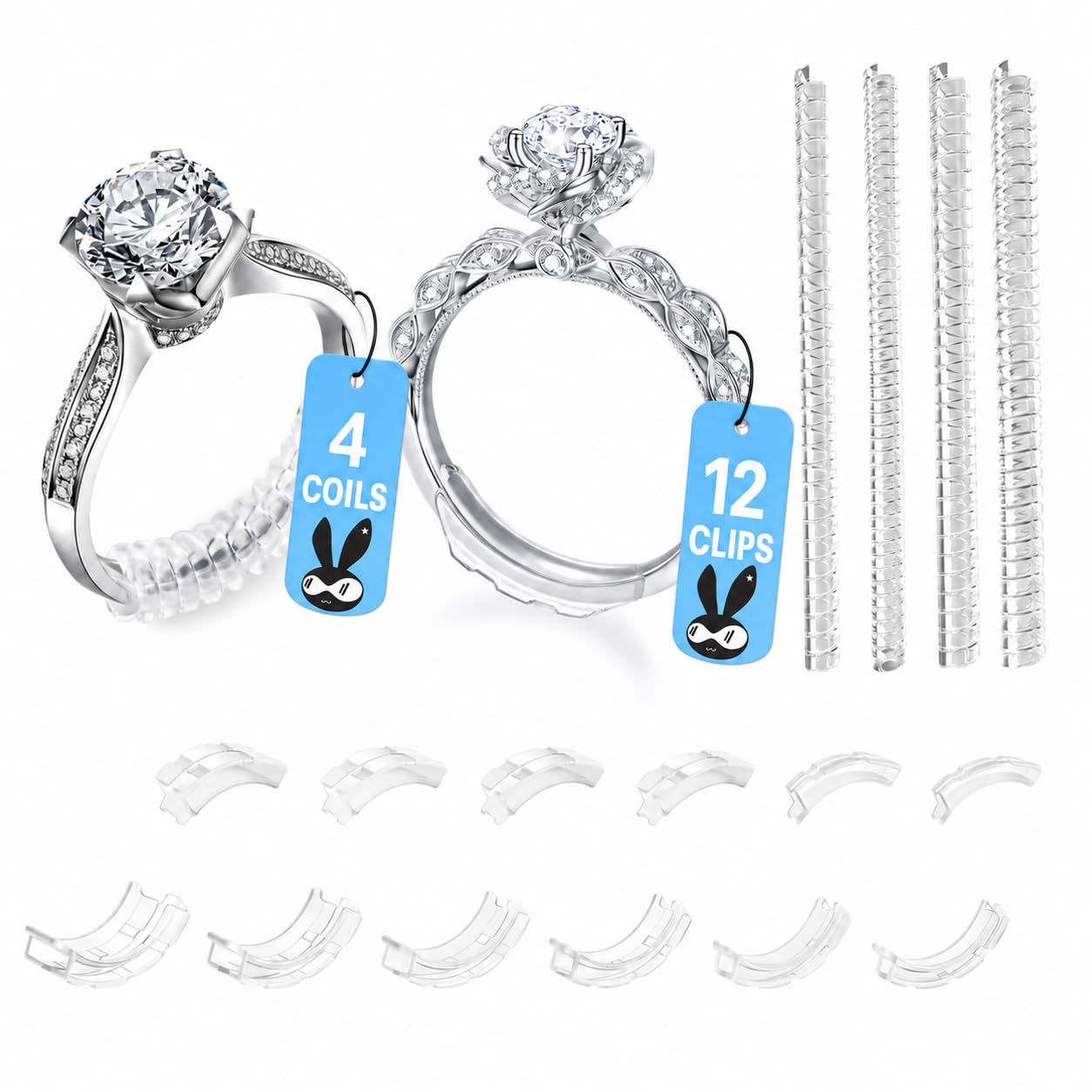 Ring Sizers for Loose Rings, 16 Pack Ring Adjusters, Guards &amp; Tightener Set