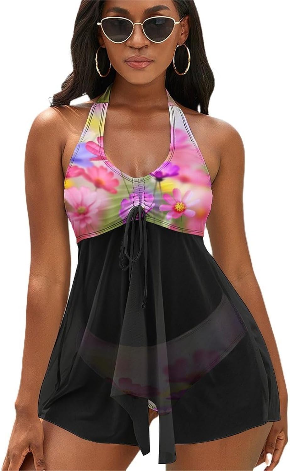 Summer Flowers Tankini Swimsuits for Women Two Piece Bathing Suits 2024 Summer Beach Swimwear Swim Tank Top